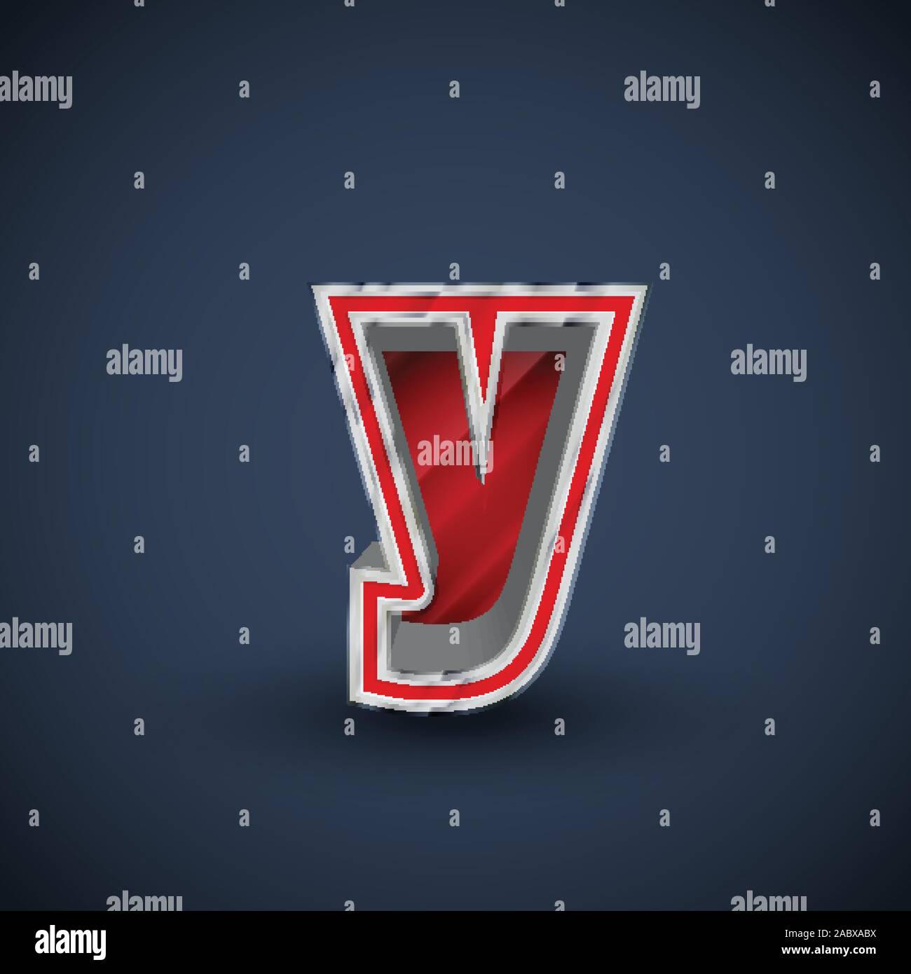 3D red steel font character, vector Stock Vector