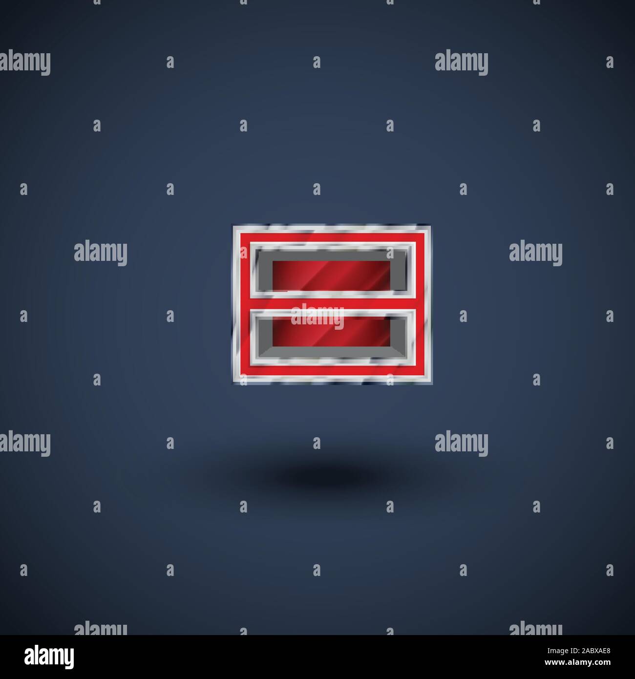 3D red steel font character, vector Stock Vector