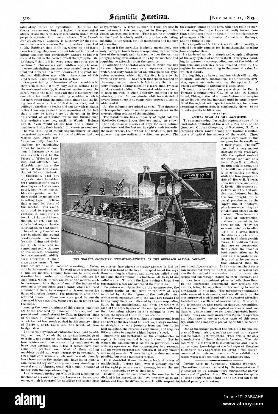 OPTICAL GOODS AT THE EXPOSITION. THE WORLD'S COLUMBIAN EXPOSIT' ON