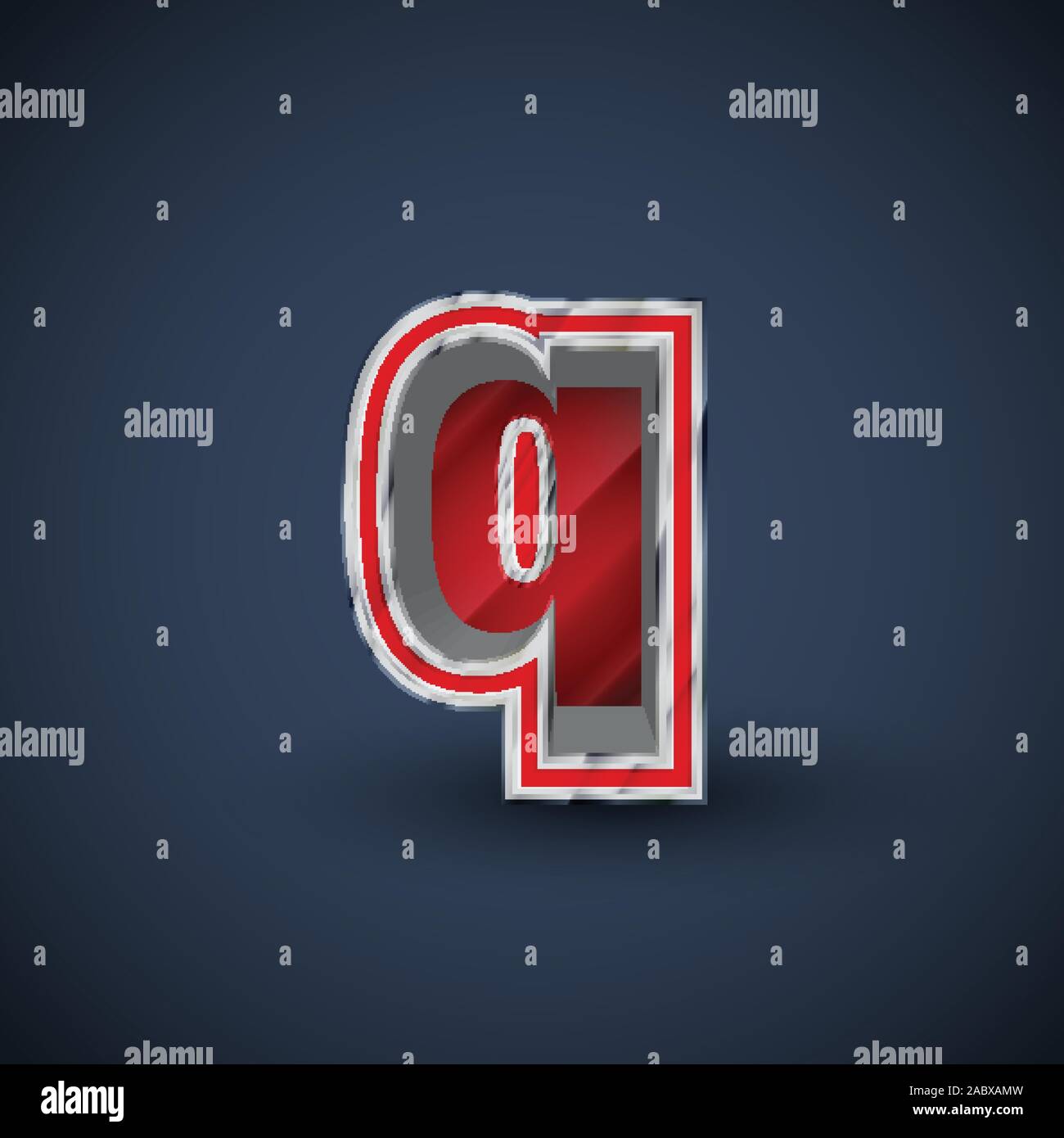 3D red steel font character, vector Stock Vector