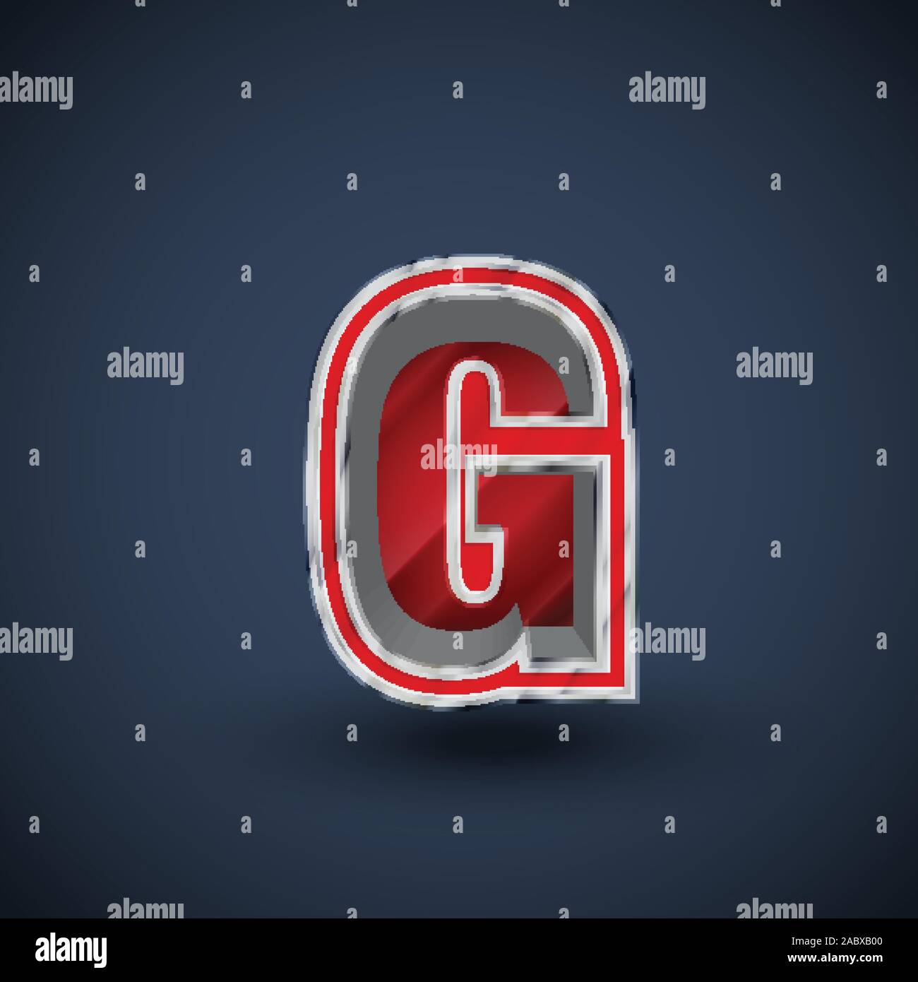 3D red steel font character, vector Stock Vector