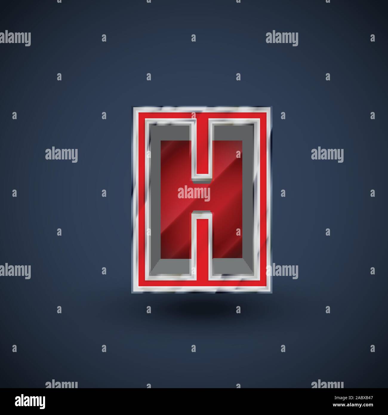3D red steel font character, vector Stock Vector
