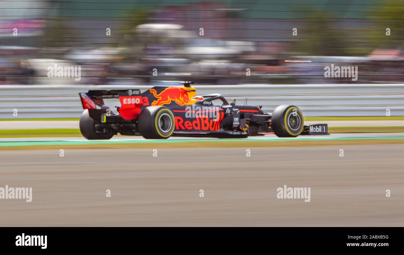 Max Verstappen on track in the Red Bull RB15, Friday practice, British Grand Prix, Silverstone, 2019 Stock Photo