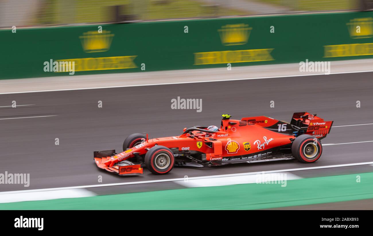 Charles Leclerc on track in the Ferrari SF90, Friday practice. British