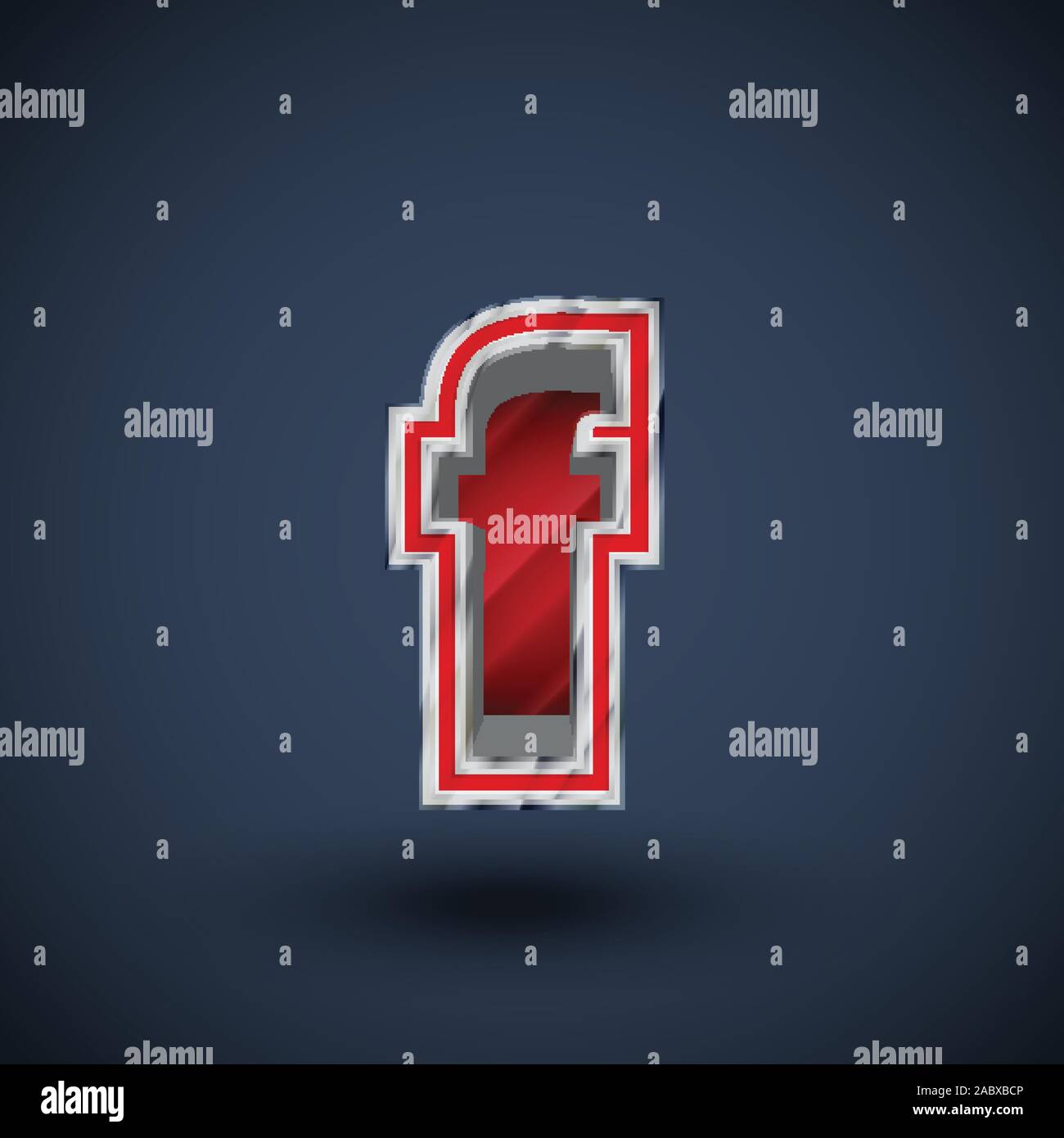 3D red steel font character, vector Stock Vector