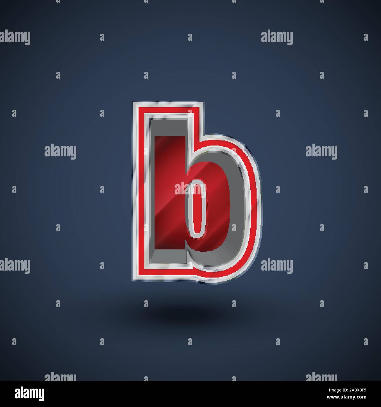 3D red steel font character, vector Stock Vector