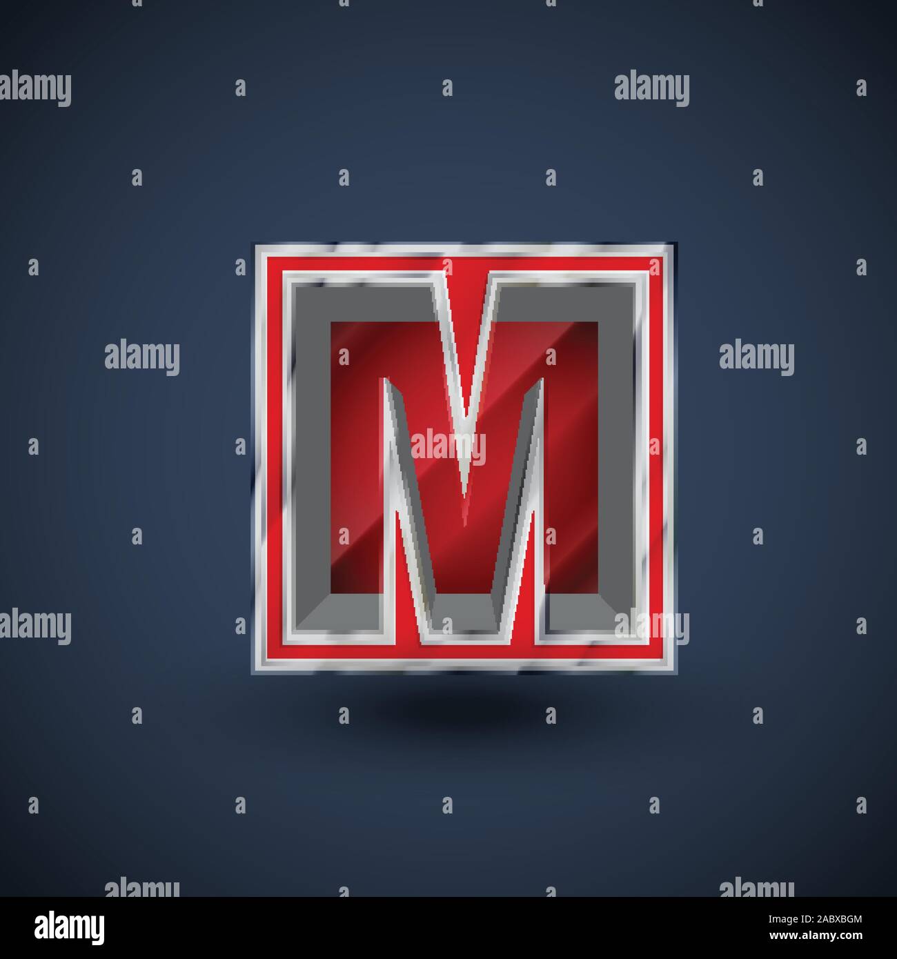 3D red steel font character, vector Stock Vector