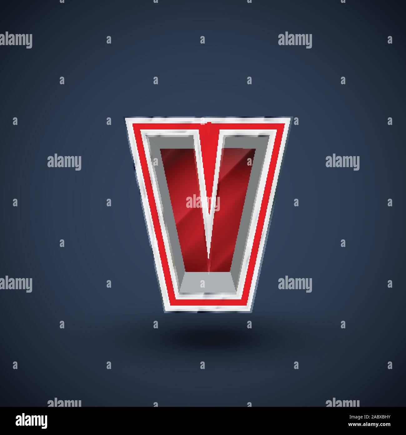 3D red steel font character, vector Stock Vector
