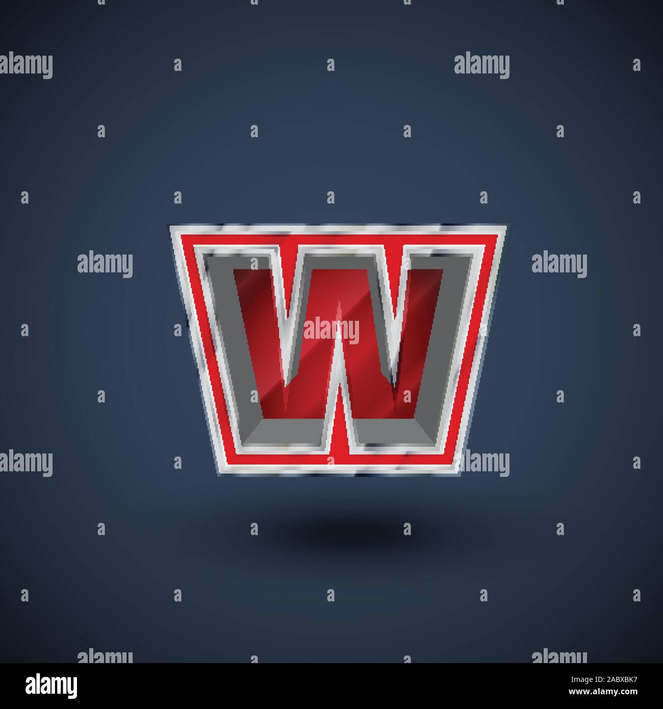 3D red steel font character, vector Stock Vector