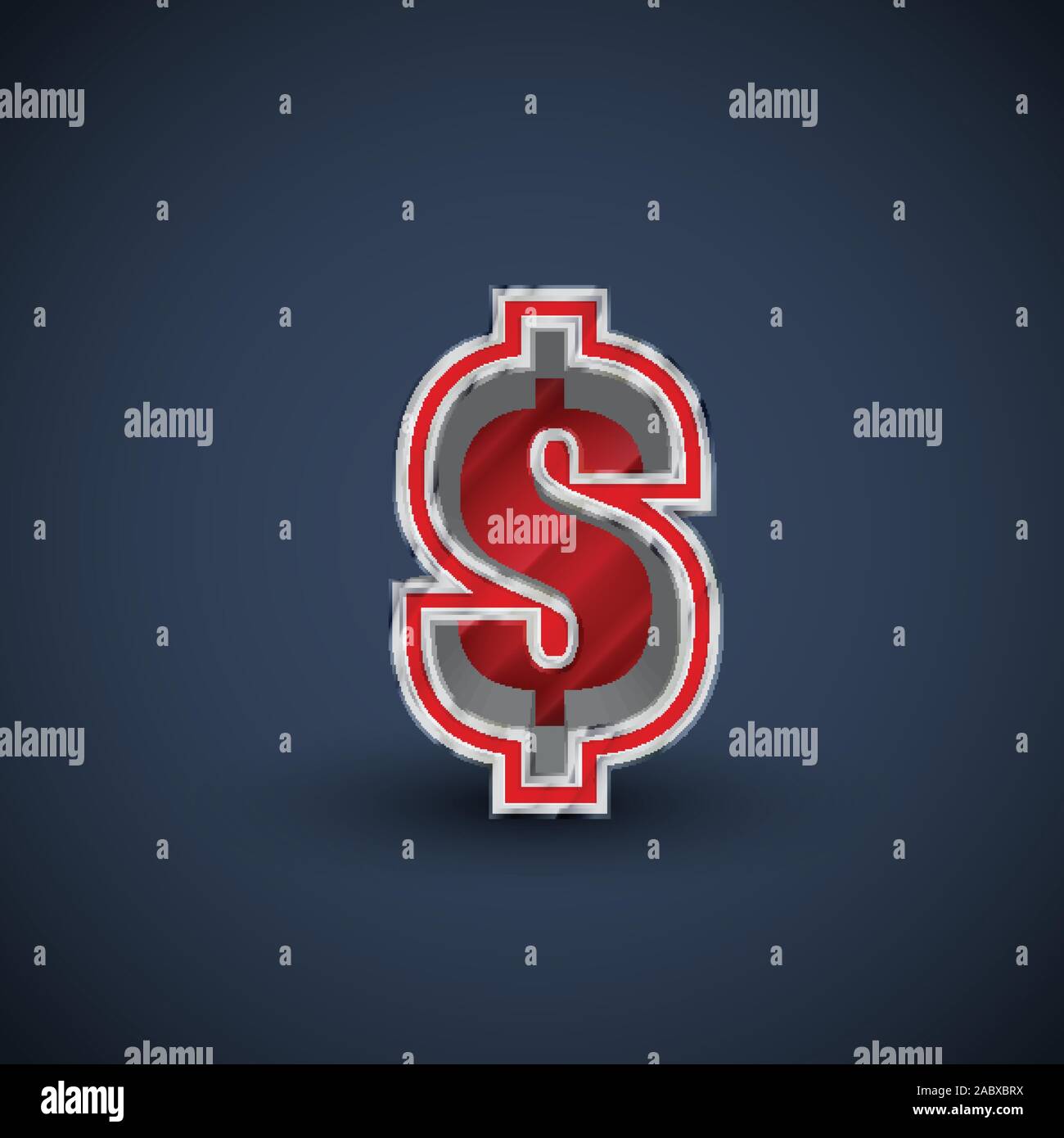 3D red steel font character, vector Stock Vector
