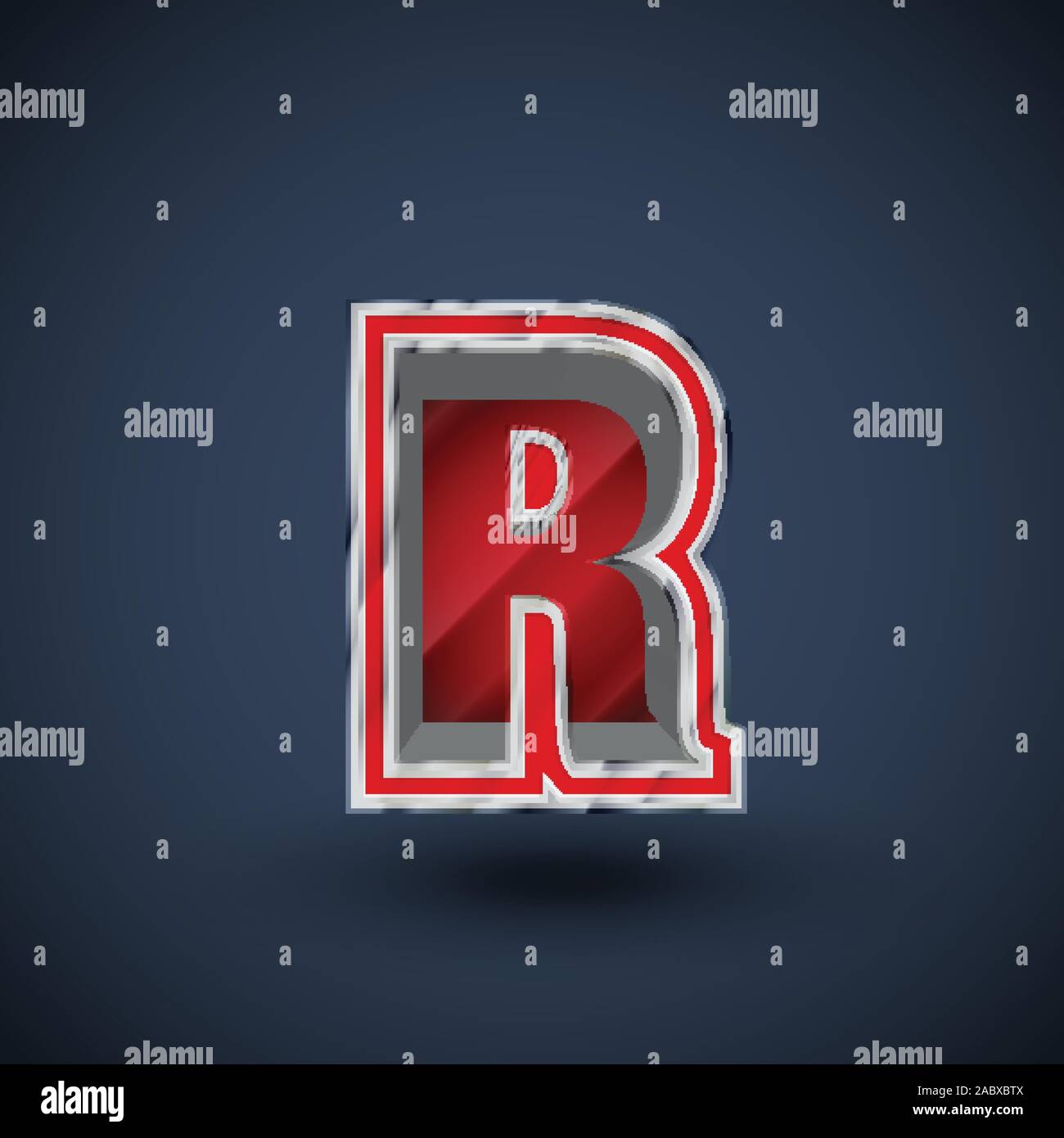 3D red steel font character, vector Stock Vector
