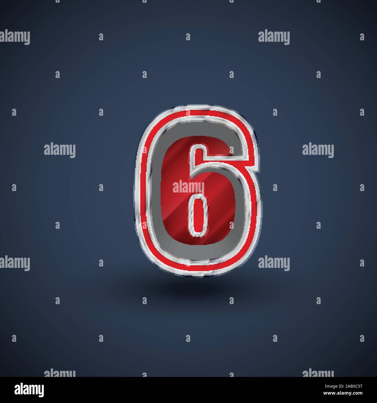 3D red steel font character, vector Stock Vector