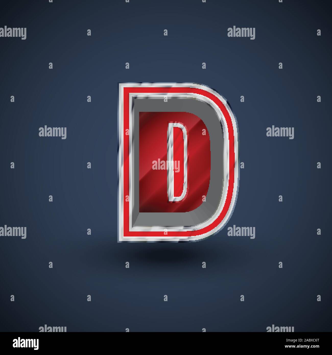 3D red steel font character, vector Stock Vector