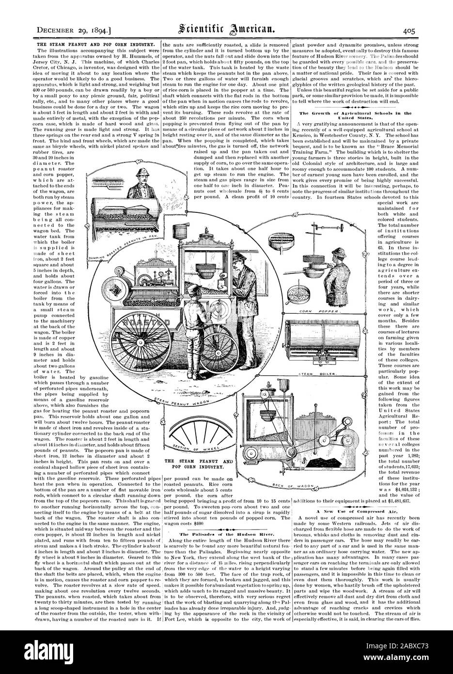 THE STEAM PEANUT AND POP CORN INDUSTRY. THE STEAM PEANUT AND POP CORN INDUSTRY. The Growth of Agricultural Schools in the United States. The Palisades of the Hudson Hirer./, scientific american, 1894-12-29 Stock Photo