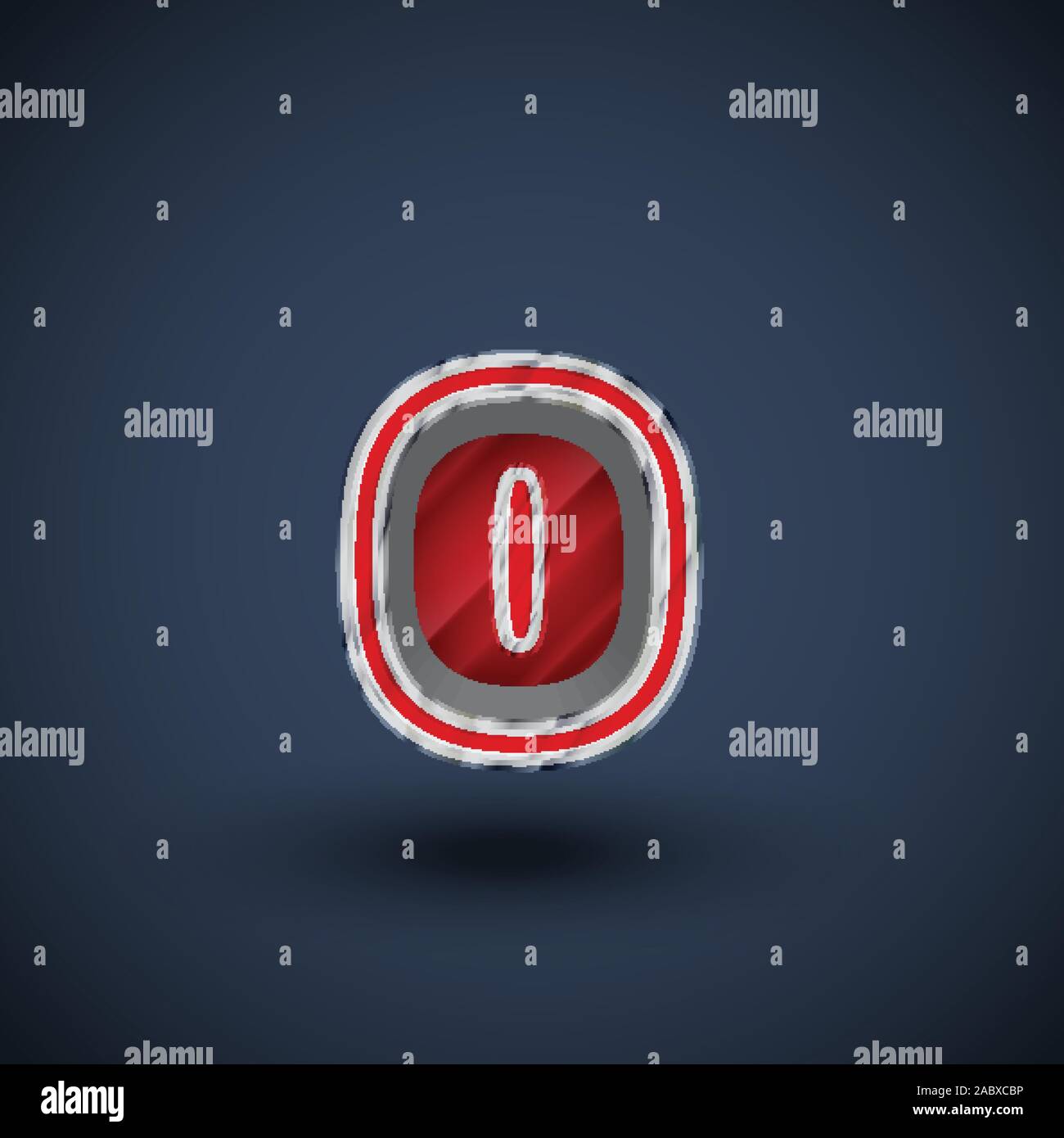 3D red steel font character, vector Stock Vector