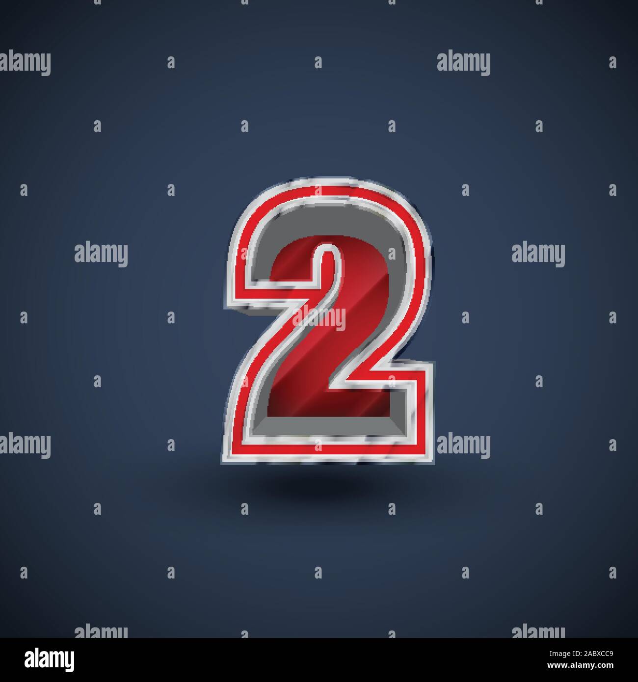 3D red steel font character, vector Stock Vector