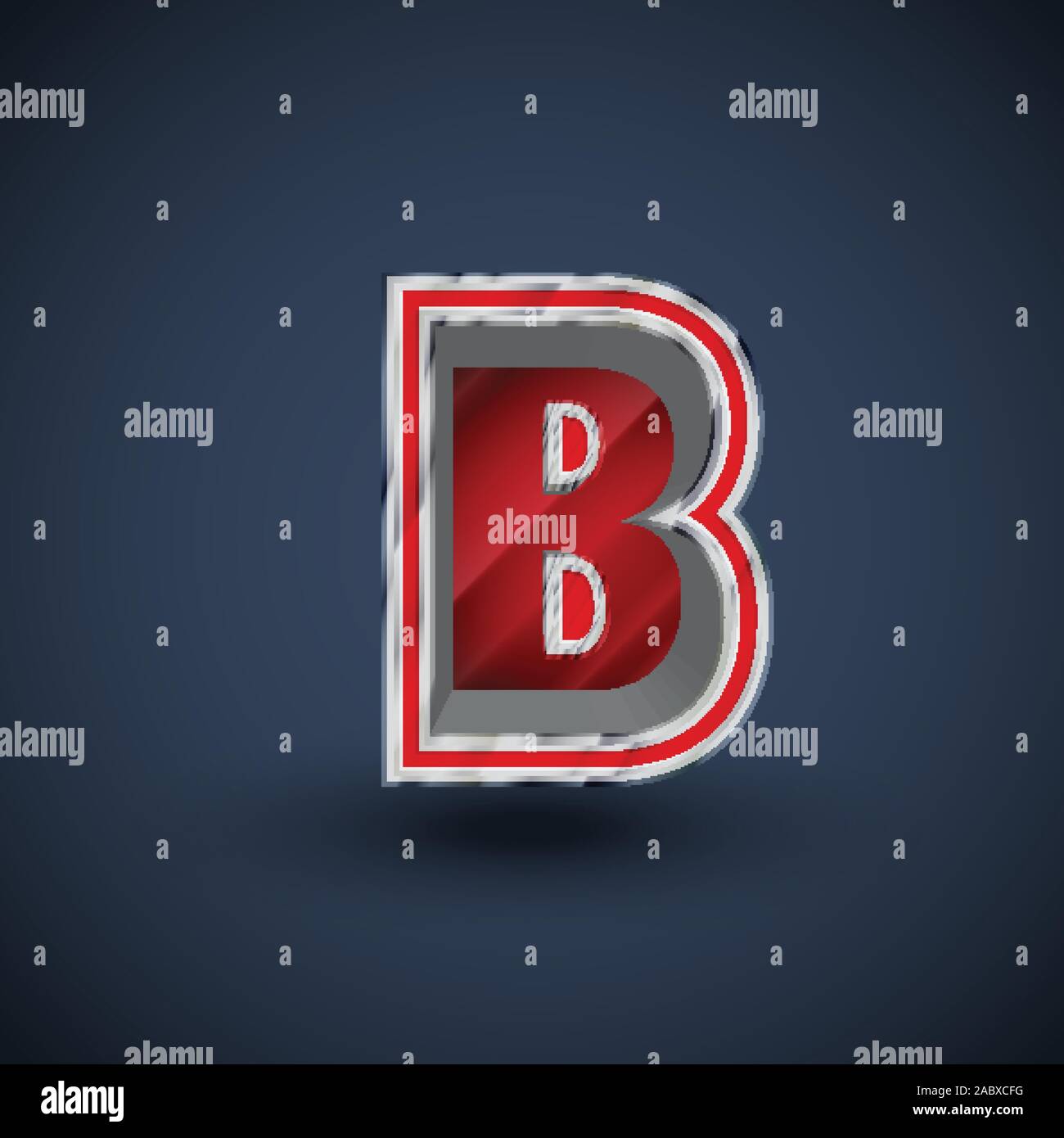 3D red steel font character, vector Stock Vector