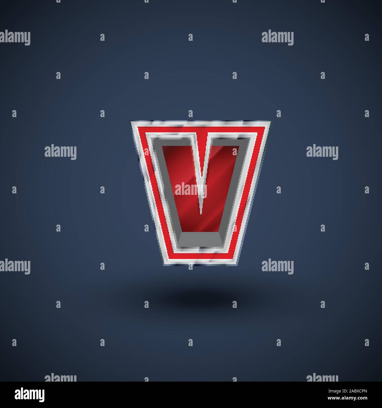 3D red steel font character, vector Stock Vector