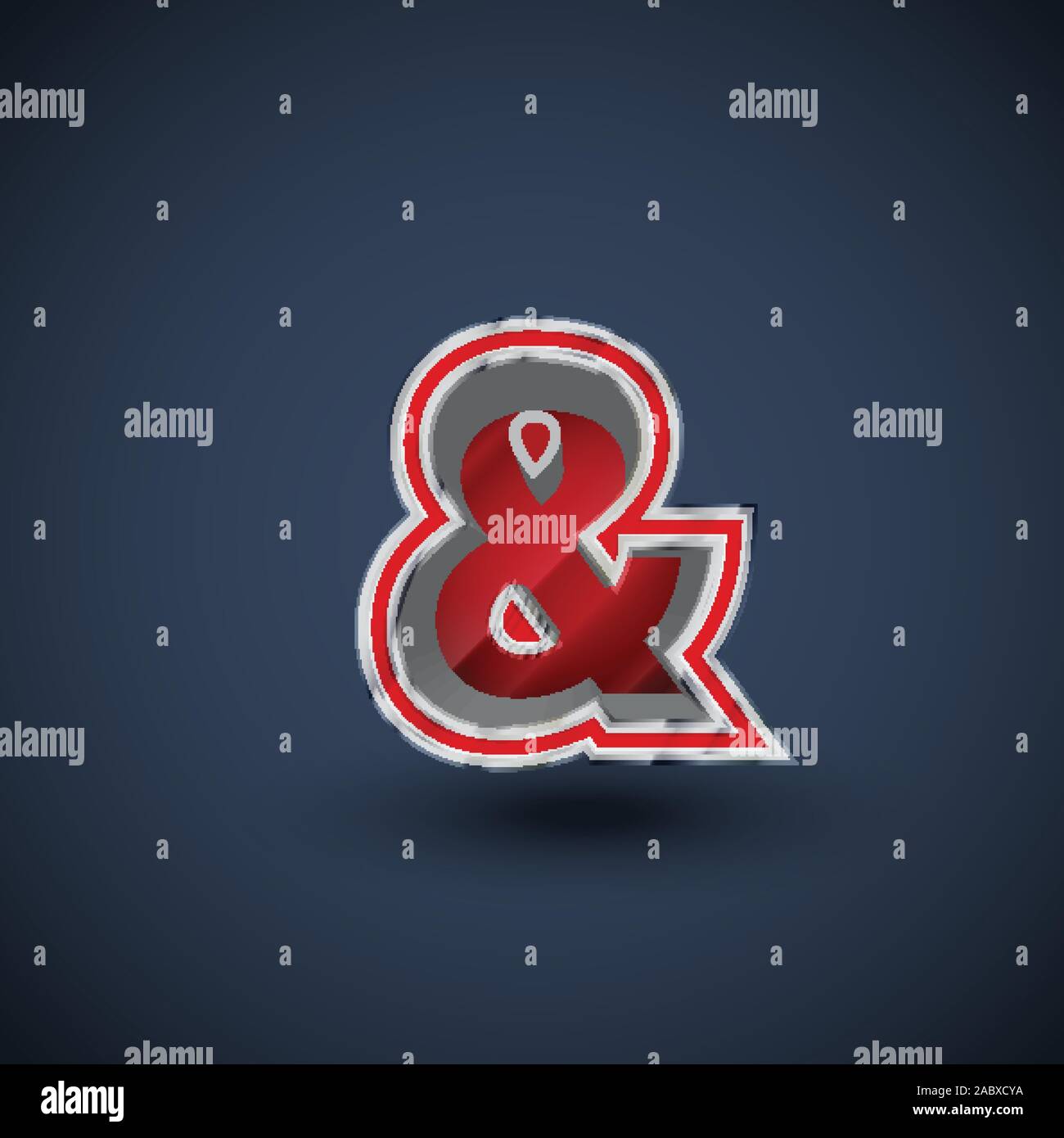 3D red steel font character, vector Stock Vector