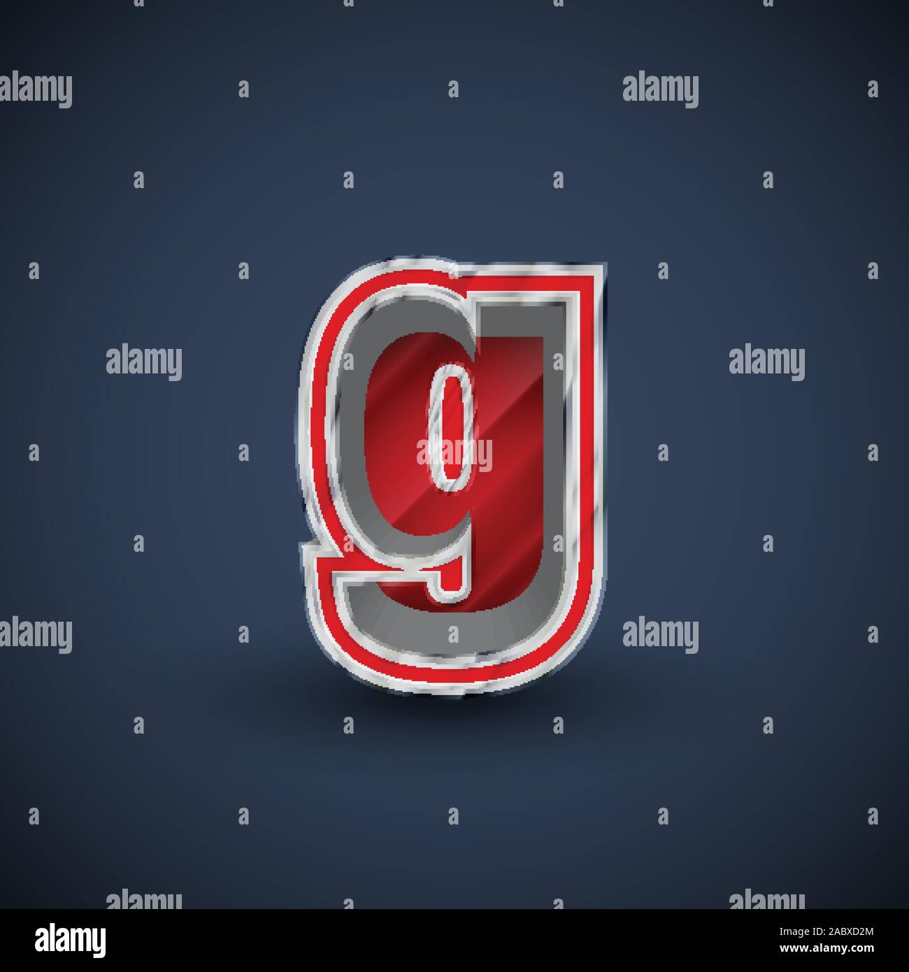 3D red steel font character, vector Stock Vector