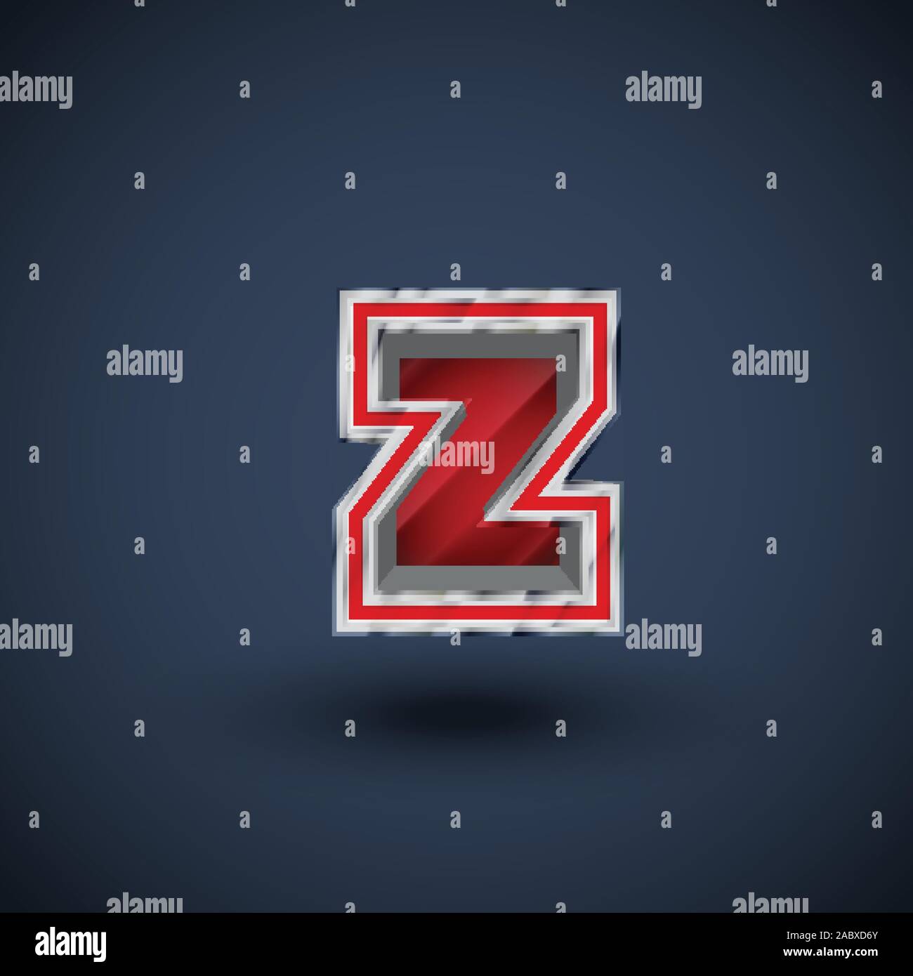 3D red steel font character, vector Stock Vector