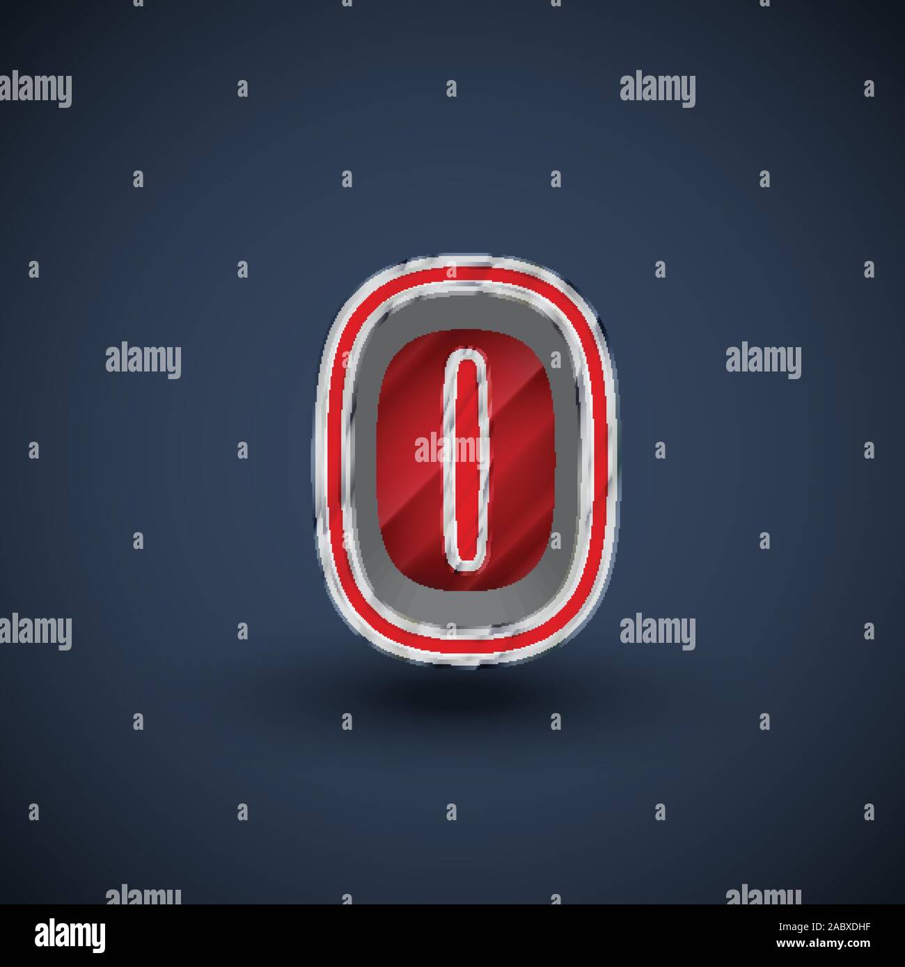 3D red steel font character, vector Stock Vector