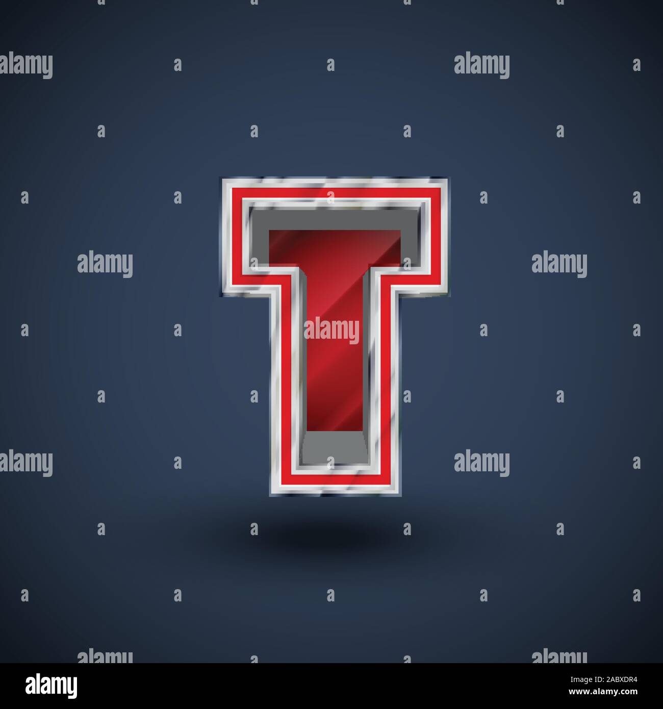 3D red steel font character, vector Stock Vector