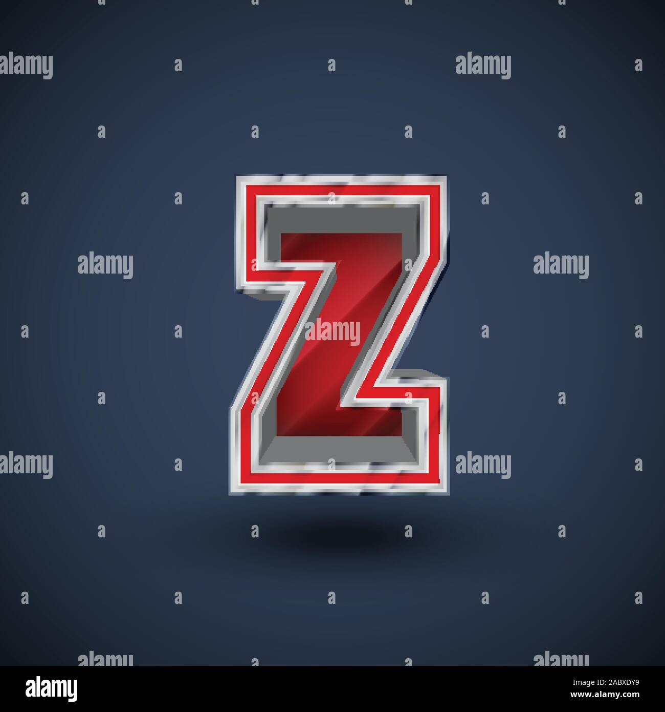 3D red steel font character, vector Stock Vector