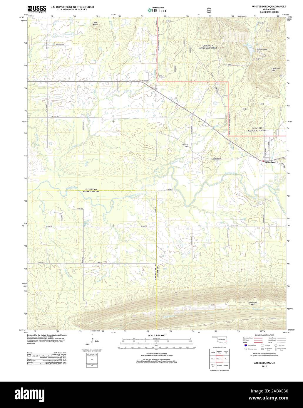 USGS TOPO Map Oklahoma OK Whitesboro 20121218 TM Restoration Stock ...