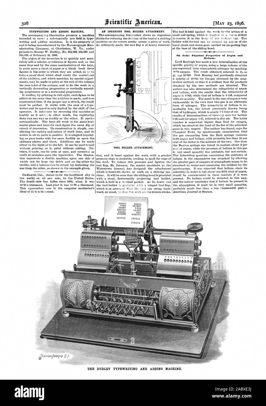 TYPEWRITING AND ADDING MACHINE. AN INGENIOUS TOOL HOLDER ATTACHMENT ...