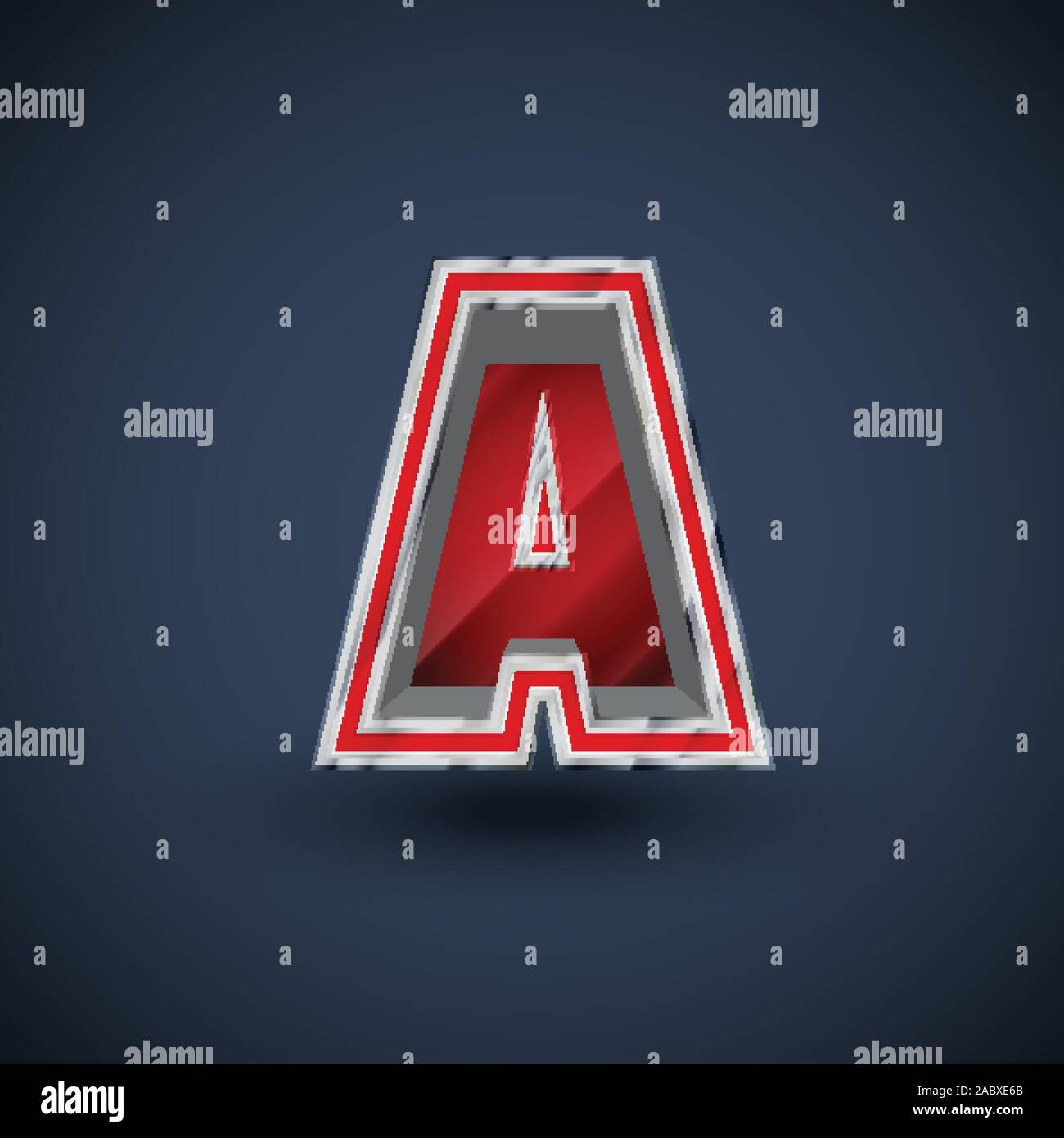3D red steel font character, vector Stock Vector