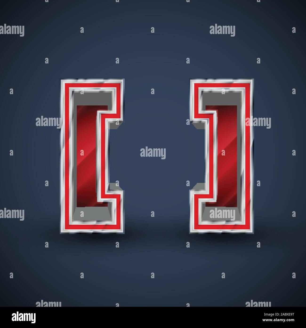 3D red steel font character, vector Stock Vector