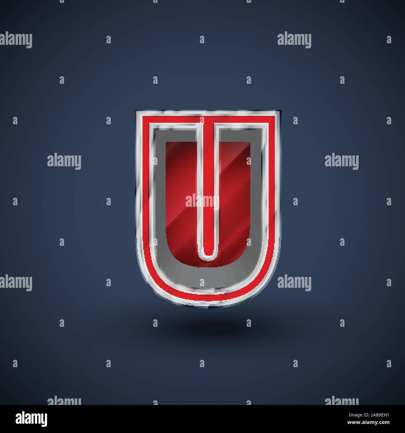 3D red steel font character, vector Stock Vector