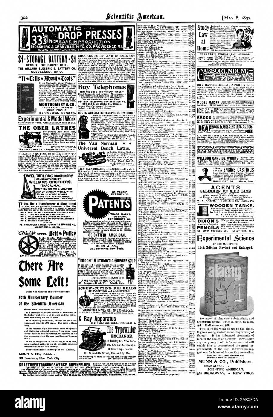SCIENTIFIC AMERICAN 00 c $1.50 six months. Specimen pies and HAND 'MOON' BUTOMATIC GREASE CUP It has beveled leather washer which insures a tight joint and is th working. tures are leaders of others. If you are interested talk to us. AMERICAN INJECTOR CO. SCREW-CUTTING DIE HEADS SELF OPENING and ADJUSTABLE. an The best die head on the market. Some ad. DRY BATTERIES.-A PAPER BY L. K. WOODEN TANKS. Last the Longest. PENCILS MIANUS ELEC. CO. Mianus Conn. AGENTS SALESMEN ON SIDE LINE  1 INCREASE IN PRODUCTION. MOSSBERG &GRANVILLE M'F'G. CO. PROVIDENCE.R.I. German (Badieb) or the Swiss side of the Stock Photo