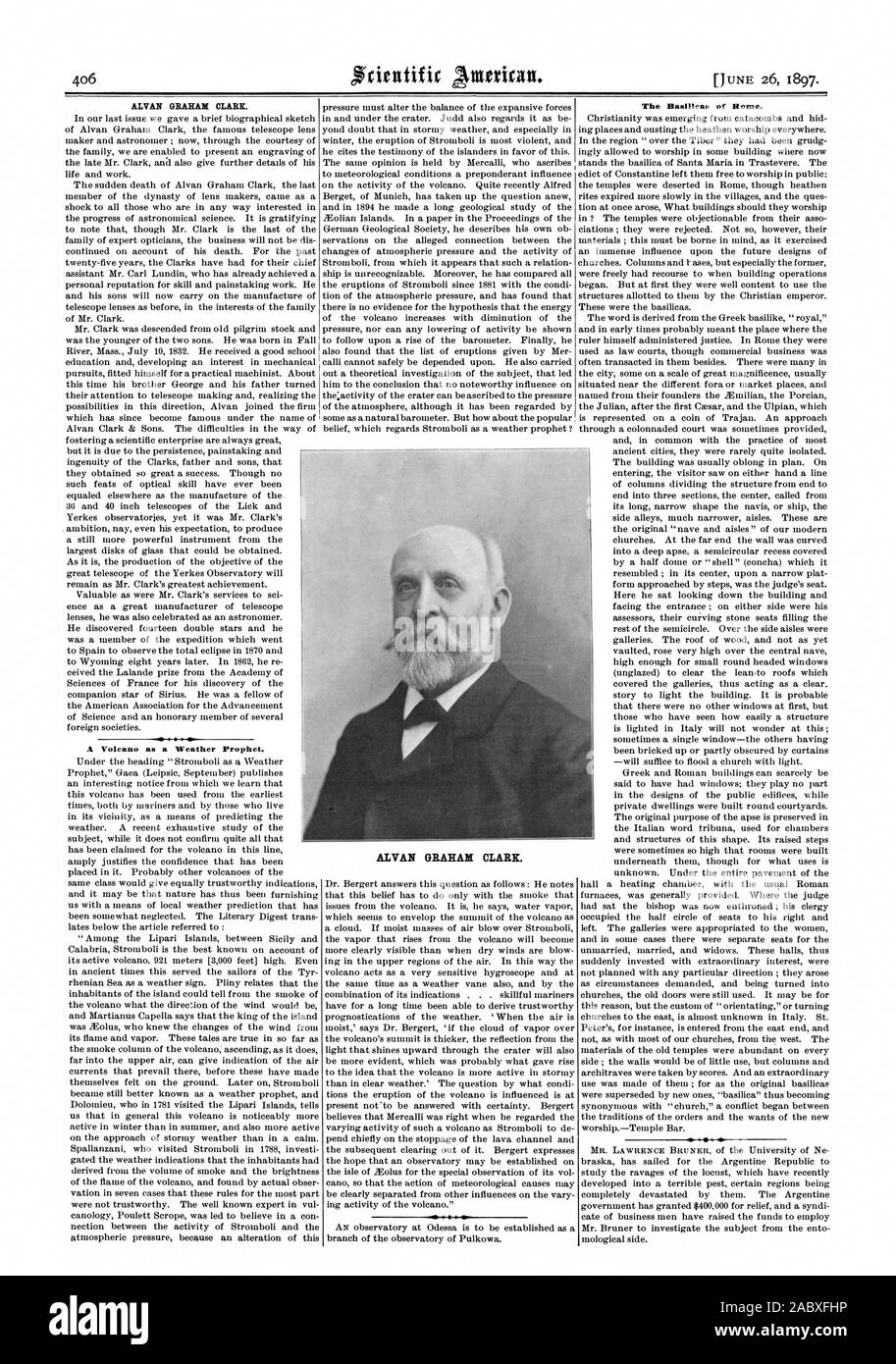 AL VAN GRAHAM CLARK. A Volcano as a Weather Prophet. AL VAN GRAHAM CLARK. The Basilicas of Rome., scientific american, 1897-06-26 Stock Photo