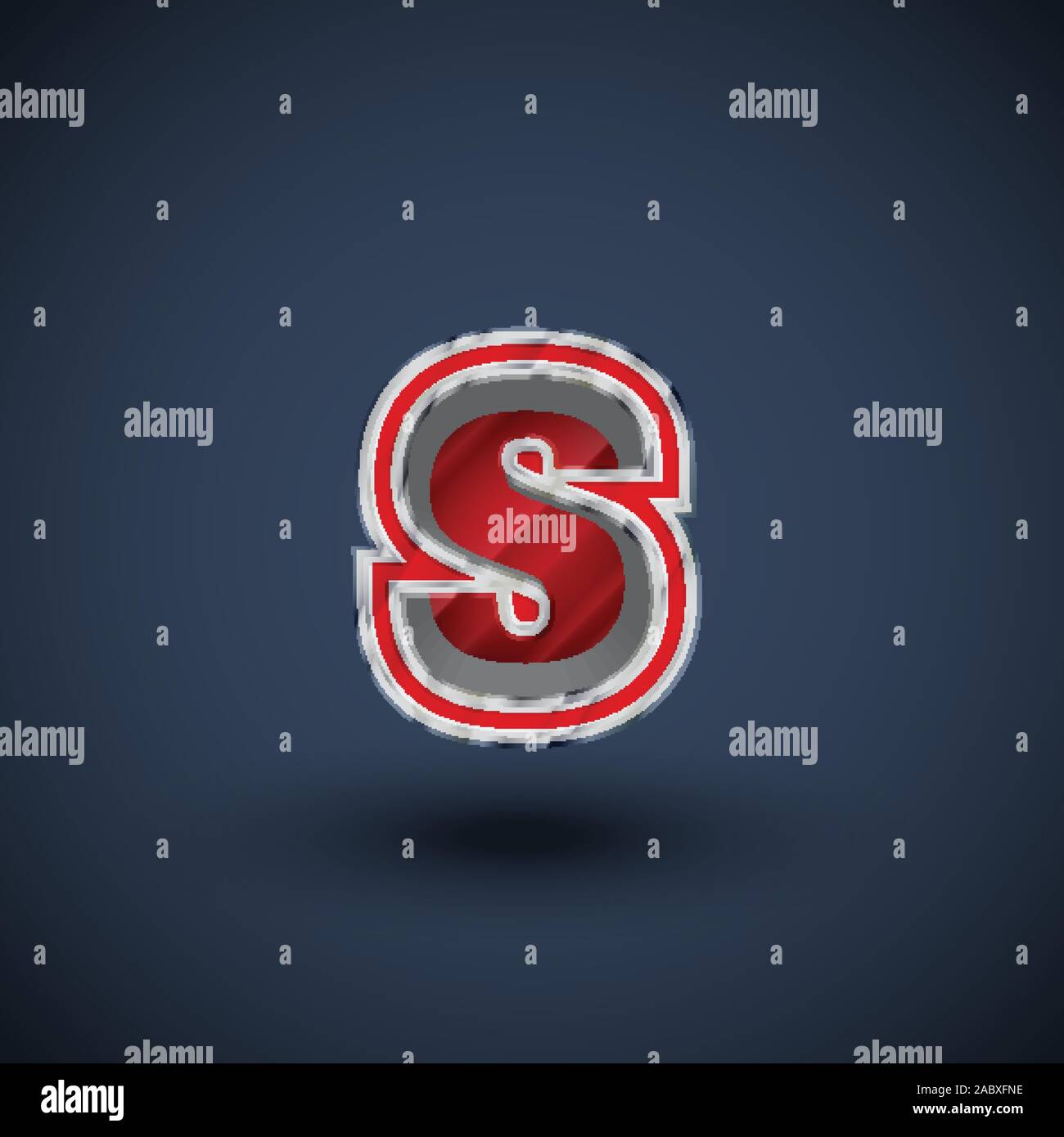 3D red steel font character, vector Stock Vector