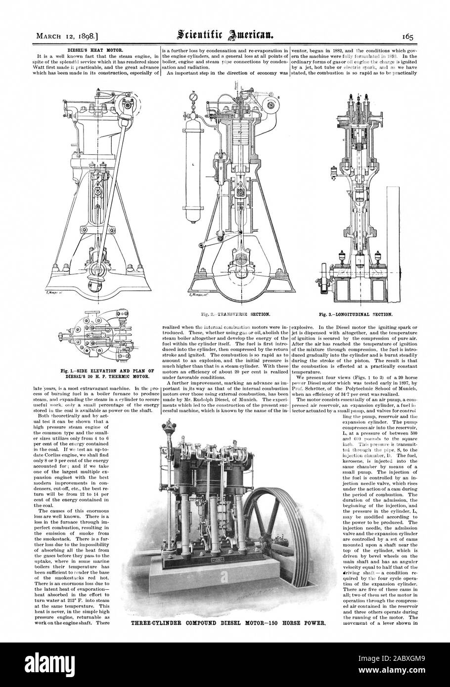 DIESEL'S HEAT MOTOR. THREECYLINDER COMPOUND DIESEL MOTOR150 H Fig. L
