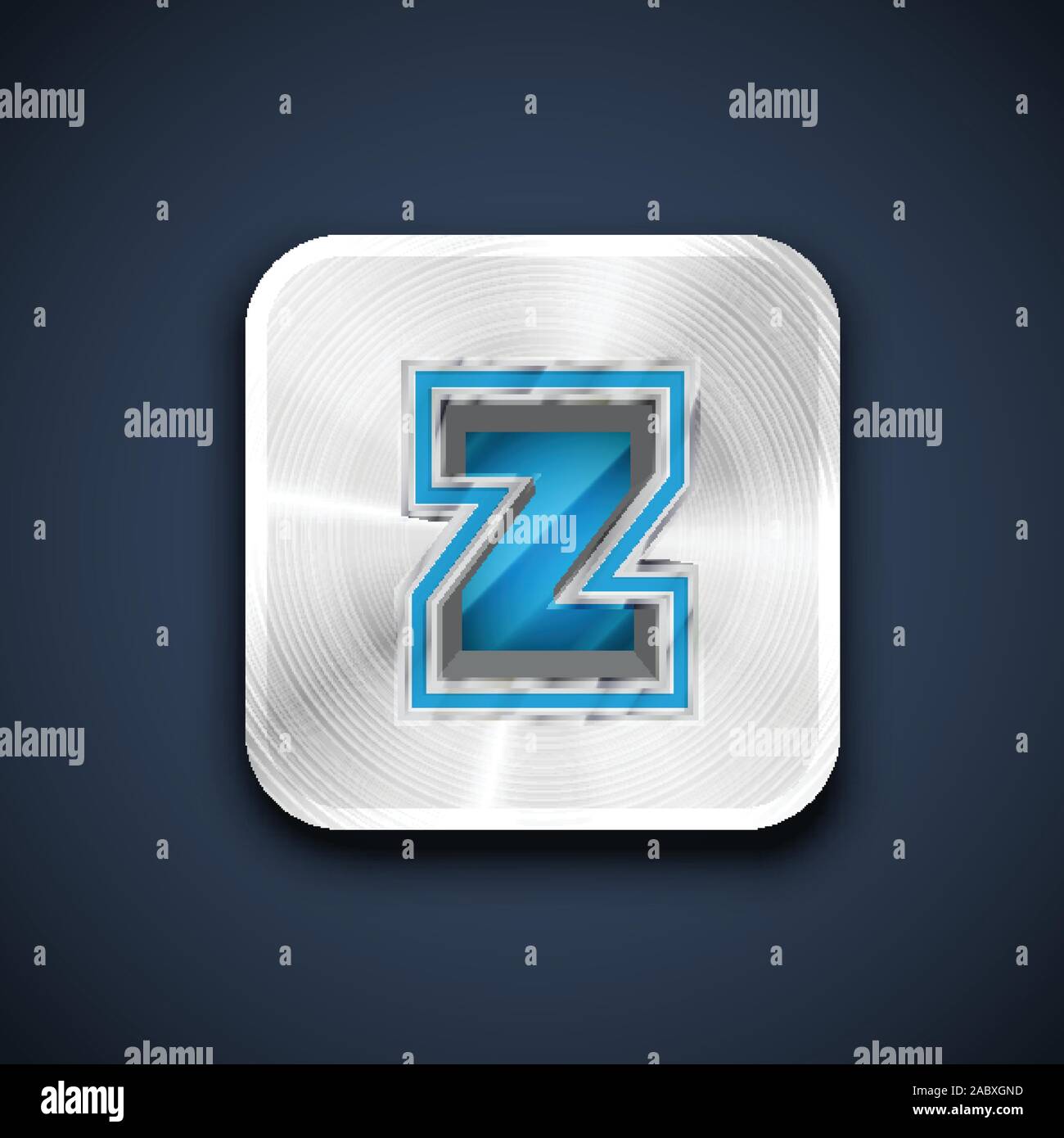 Metallic 3D character from a font set, vector illustration Stock Vector