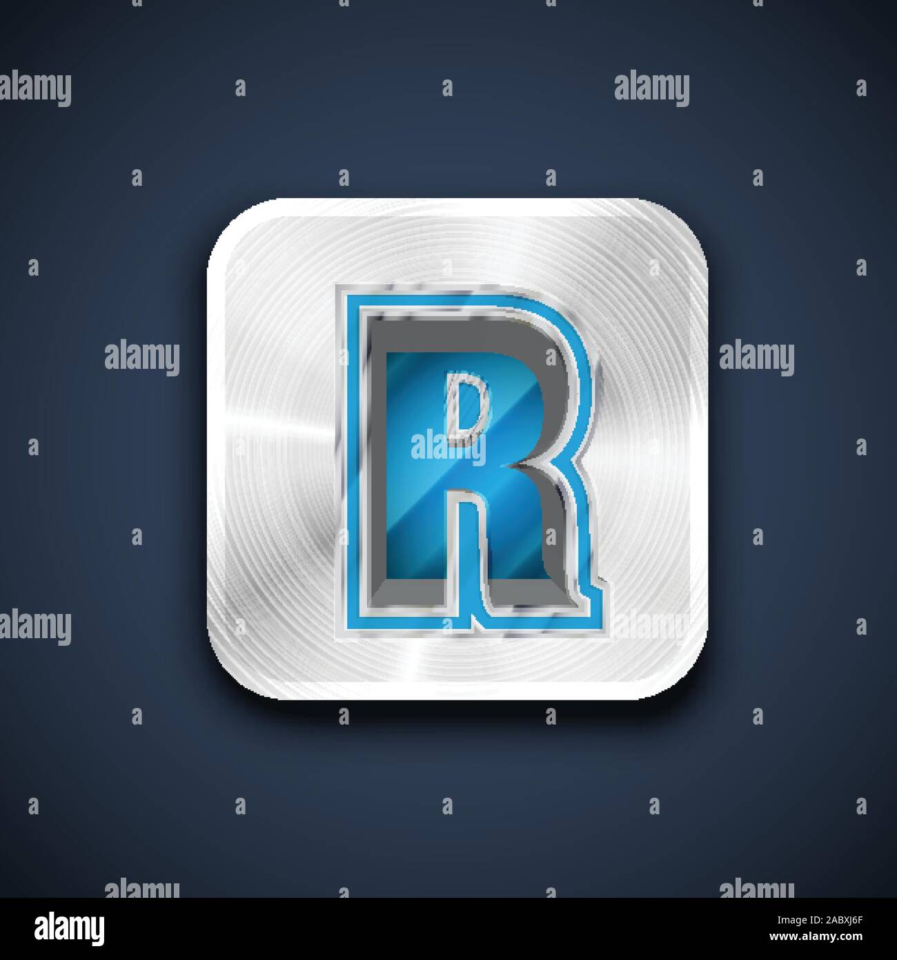 Metallic 3D character from a font set, vector illustration Stock Vector