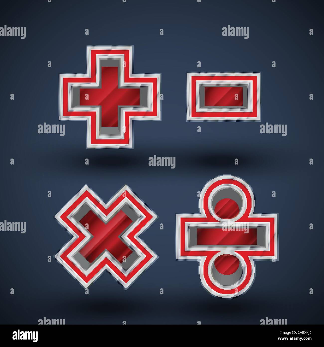 3D red steel font character, vector Stock Vector