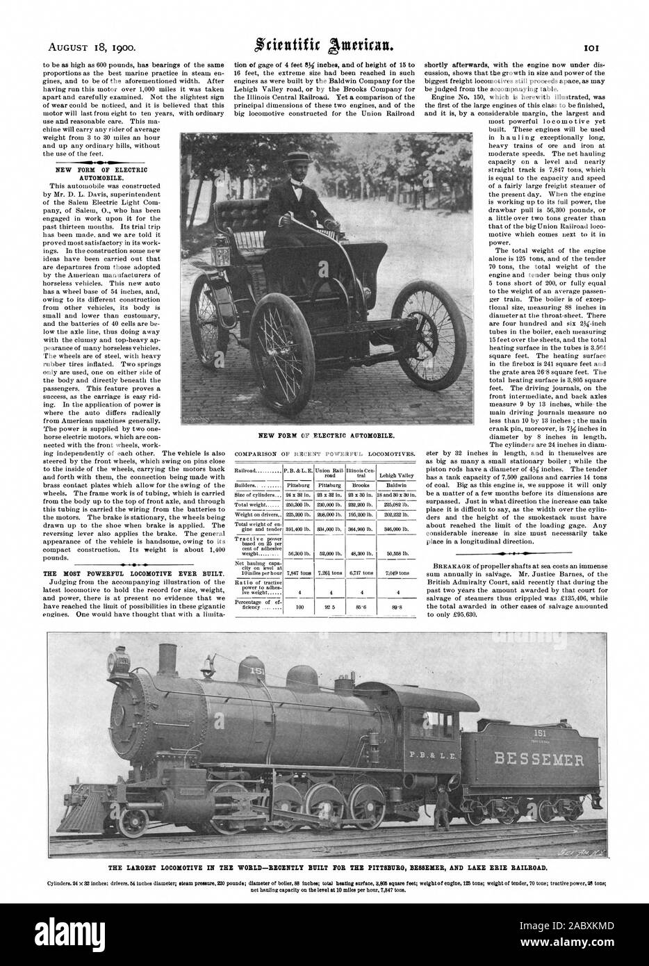 AUGUST 18 1900. NEW FORM OF ELECTRIC AUTOMOBILE. THE MOST POWERFUL