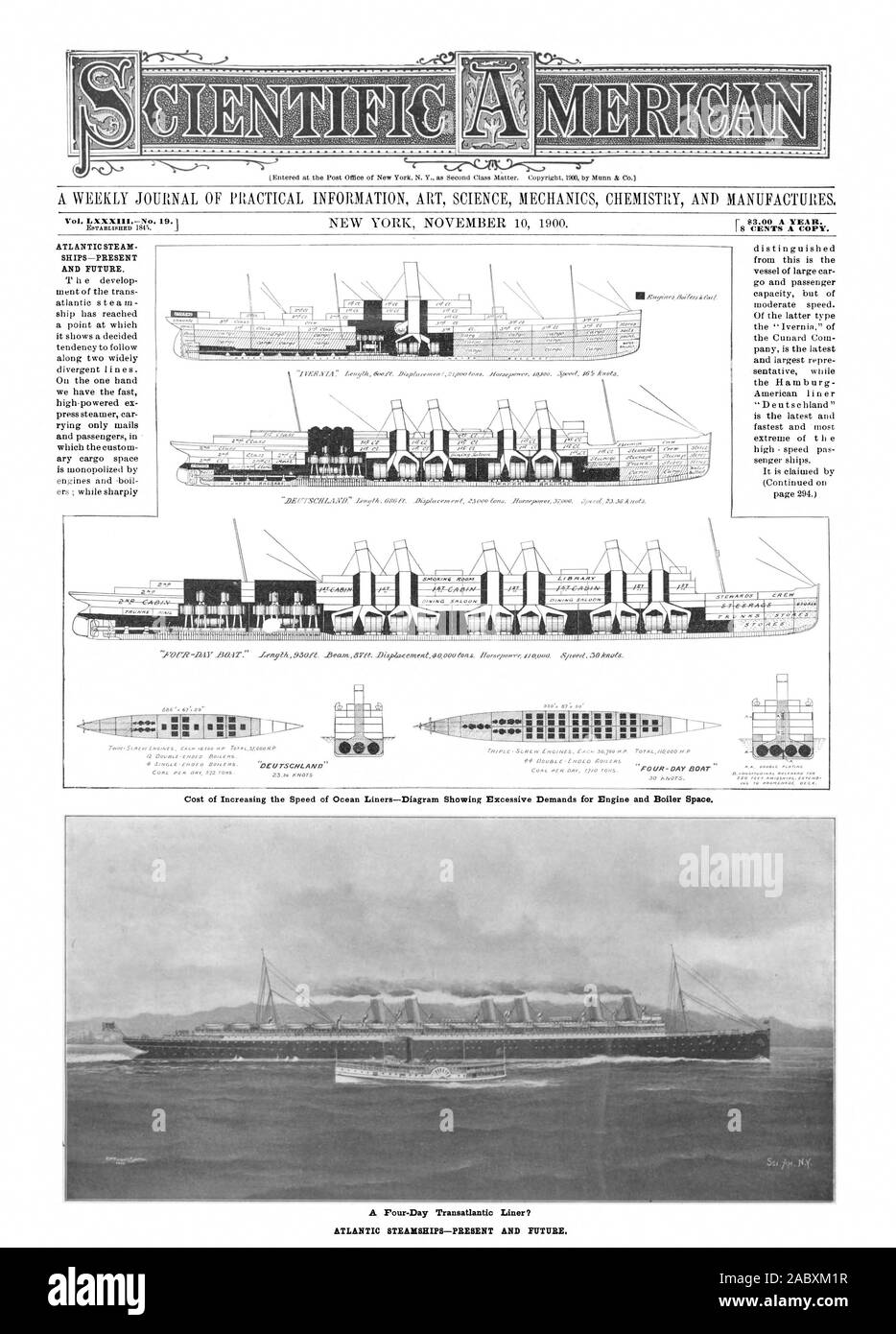 I 8 CENTS A COPY. lEntered at the Post Office of New York N. Y. as Second Class Matter. Copyright 1900 by Mann & Co. ATLANTIC STEAM SHIPS—PRESENT AND FUTURE. c ATLANTIC STEAMSHIPS—PRESENT AND FUTURE., scientific american, 1900-11-10 Stock Photo