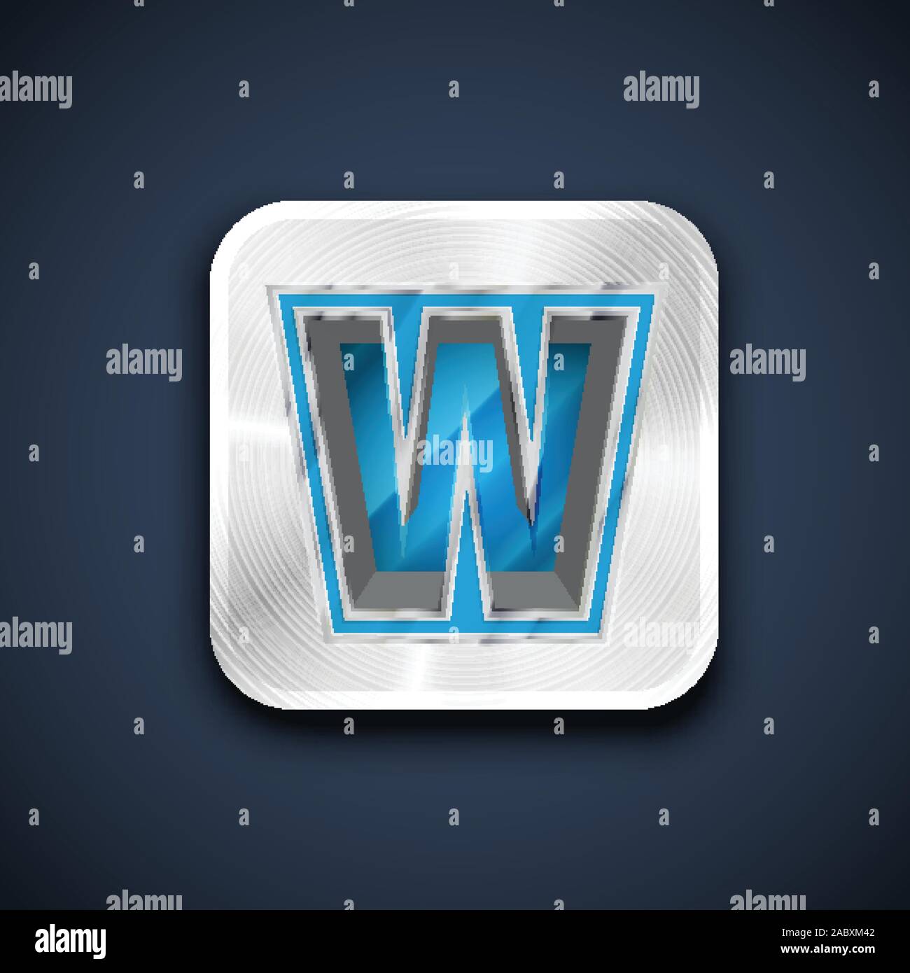 Metallic 3D character from a font set, vector illustration Stock Vector