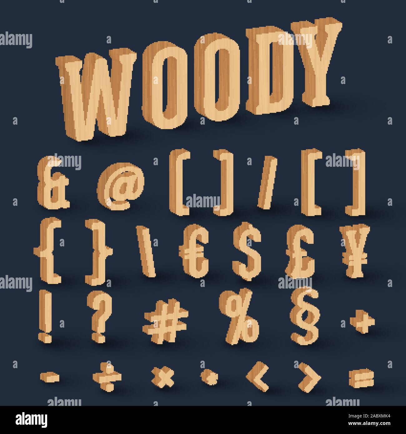 3D wood font set, vector Stock Vector Image & Art Alamy