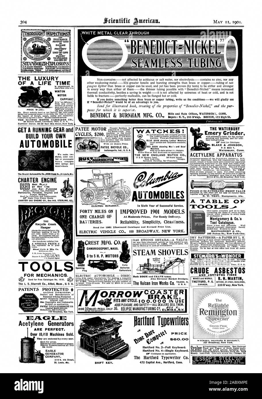 Track and Wagon or Stock Scales made. Also 1000 useful articles including Safes Sewing Machines Bicycles Tools. etc. Save T ENTIFIC AMERICAN SUPPLEMENT No 1 01)1. Price 10 cents. To be had at this office and from all news dealers., scientific american, 1901-05-11 Stock Photo