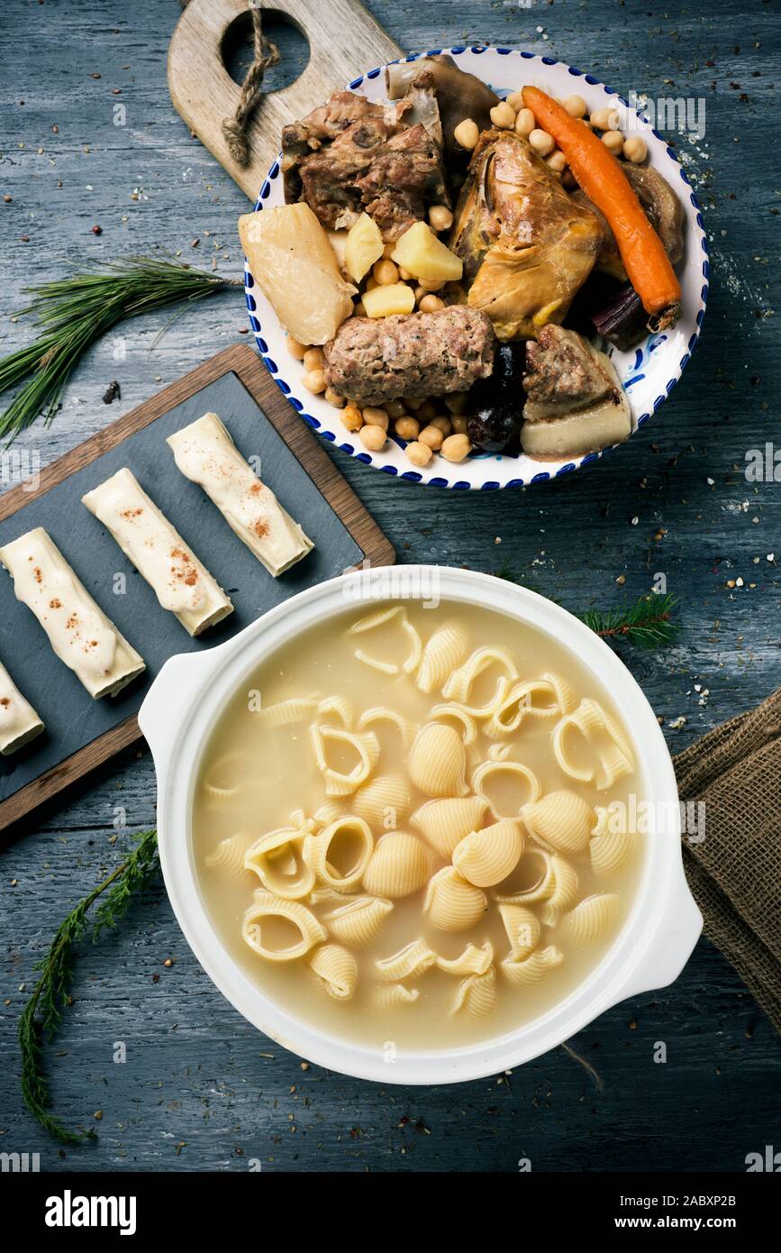 canelons, sopa de galets or escudella de Nadal, and carn dolla