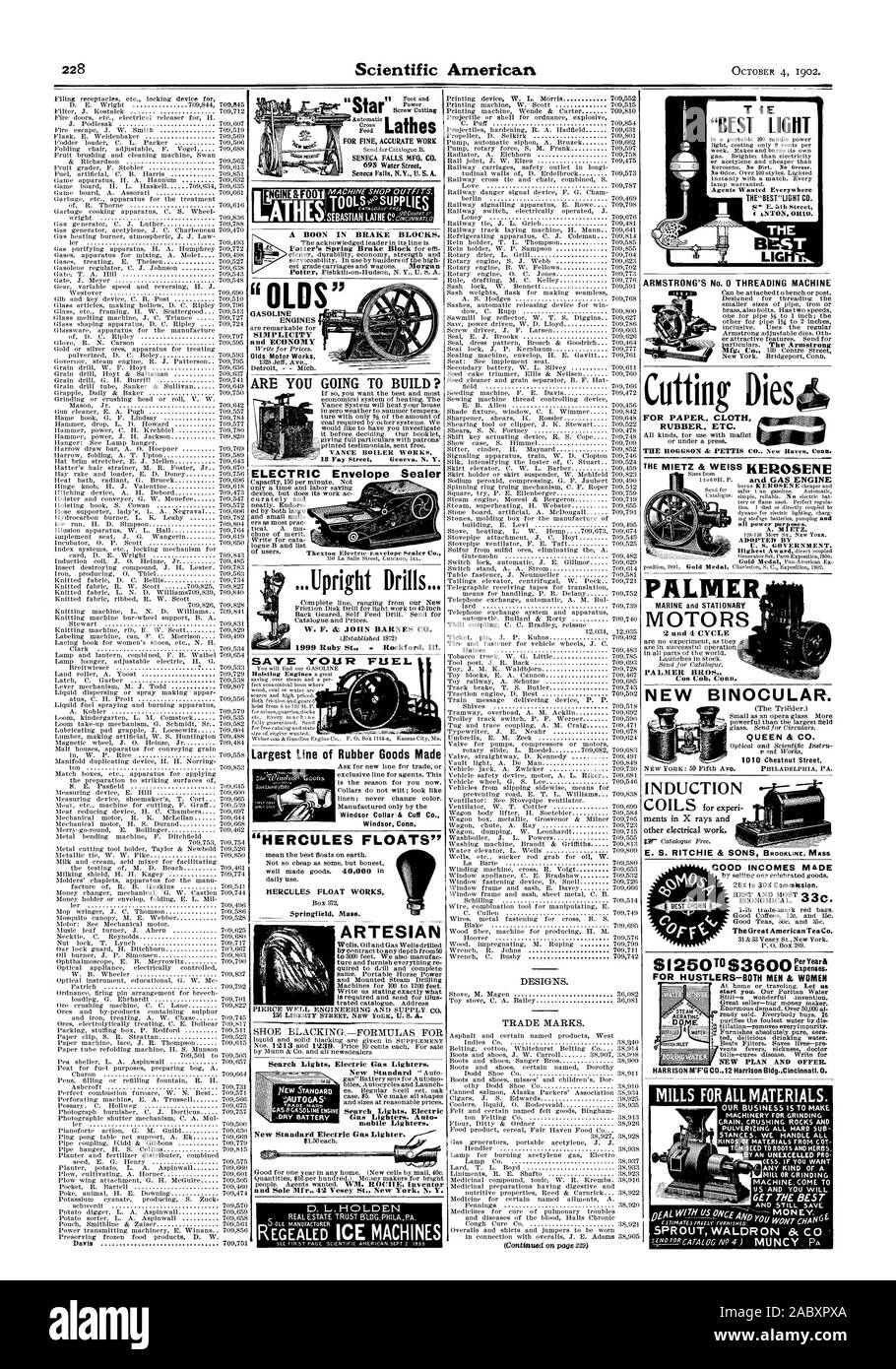 Davis  709751 ELECTRIC Envelope D. L.HOLDEN K ICE MACHINES DESIGNS. TRADE MARKS. FOR FINE ACCURATE WORK SENECA FALLS MEG. CO. 695 Water Street Seneca Fails N.Y. U. S. A. A BOON IN BRAKE BLOCKS. GASOLINE ENGINES SIMPLICITY and ECONOMY L . SEBASTIAN LATHE C?o.' ENGINE &FOOT ARE YOU GOING TO BUILD? = 18 Fay Street Geneva N. Y. Search Lights Electric Gas Lighters. Search Lights Electric Gas Lighters. Auto mobile Lighters. New Standard Electric Gas Lighter. -.DRY BATTERY and Sole Mfr. 42 Vesey St. New York N. Y. SAVE YOUR FUEL Largest Line of Rubber Goods Made Windsor Conn. 'HERCULES FLOATS Stock Photo