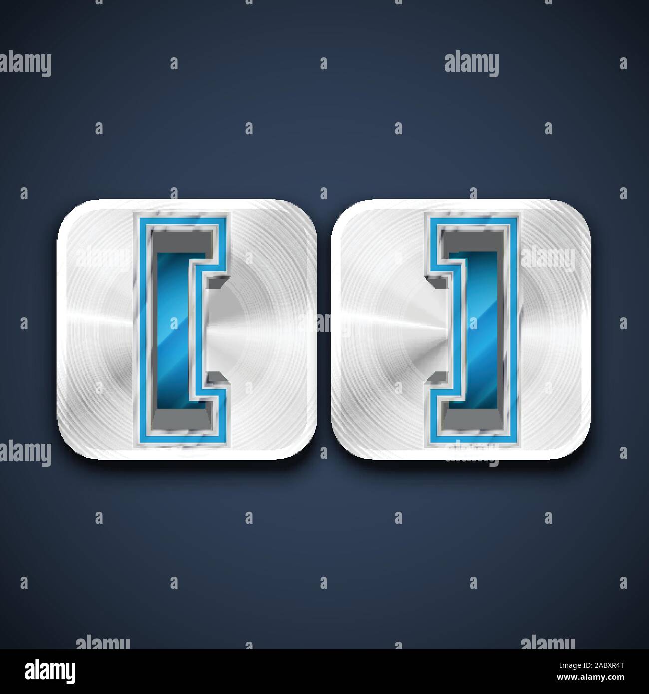 Metallic 3D character from a font set, vector illustration Stock Vector