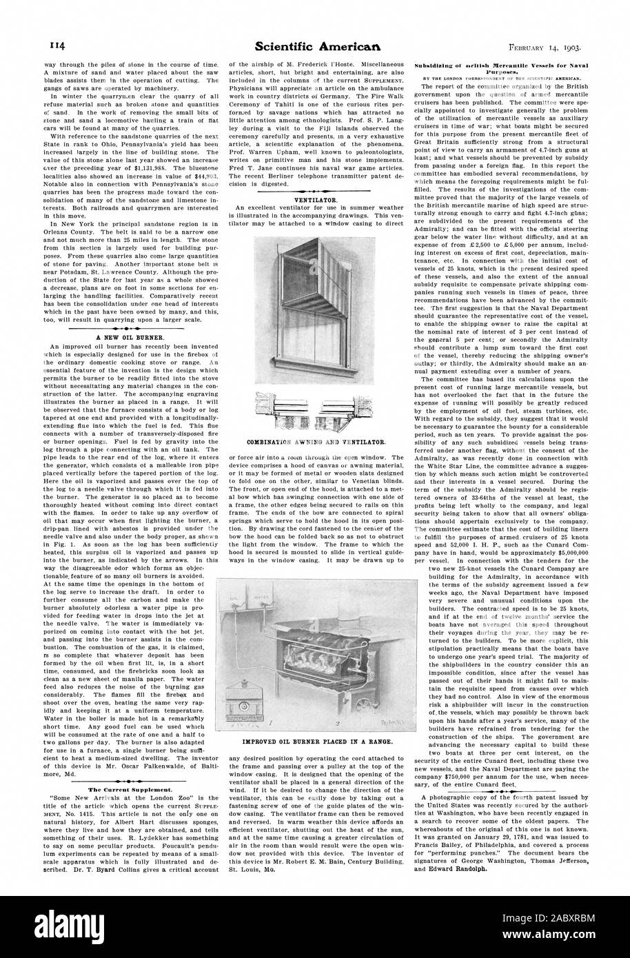 The Current Supplement. Subsidizing of lisrltish Mercantile Vessels for Naval Purposes., scientific american, 1903-02-14 Stock Photo