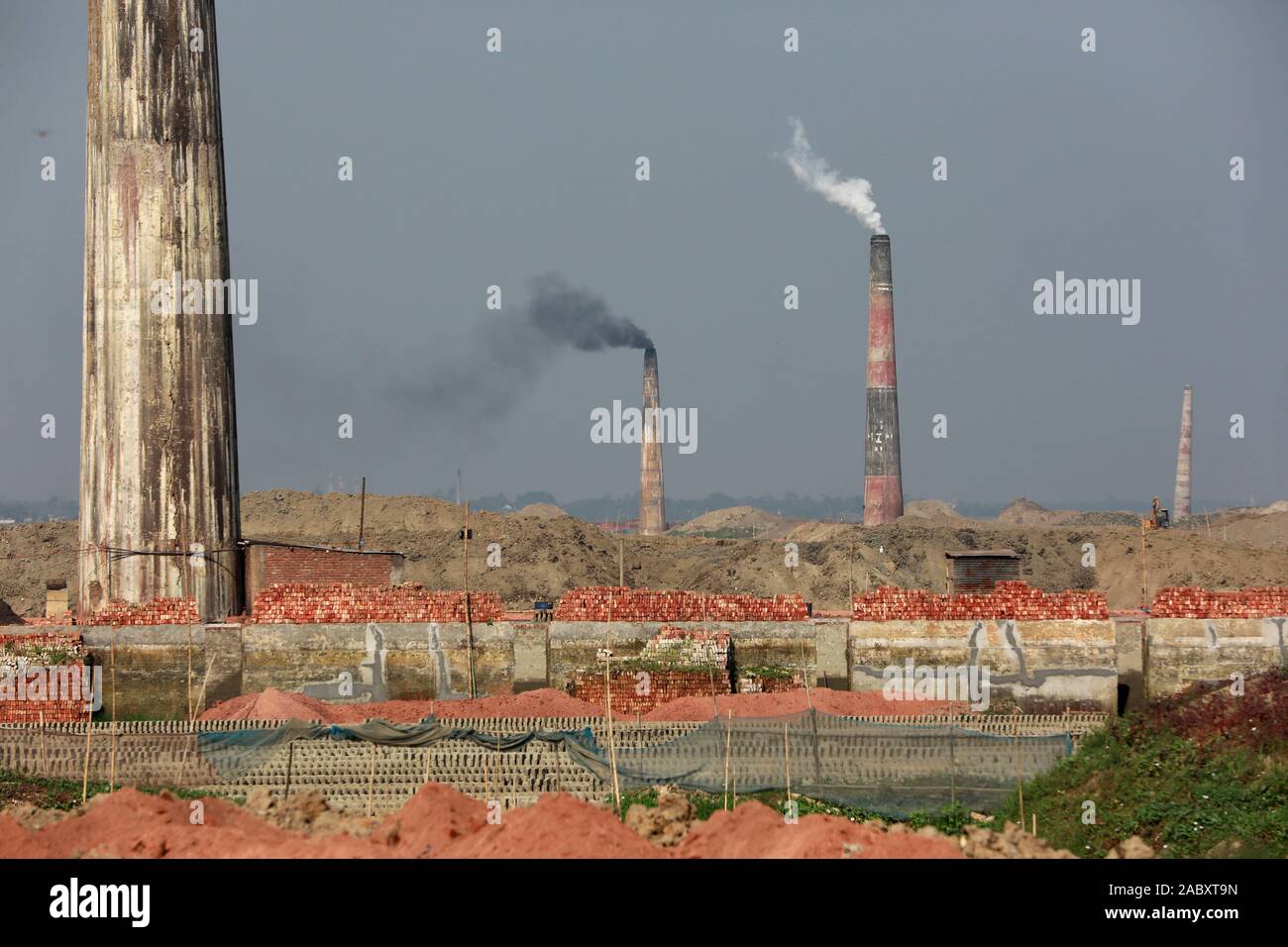 Dhaka, Bangladesh November 28, 2019 Brick kilns are polluting the